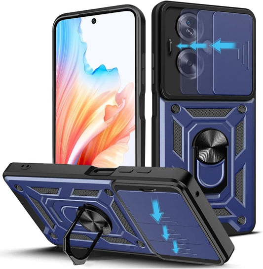 Oppo A79 Hoesje - Blauw - Armor Kickstand en Camera Bescherming Back Cover