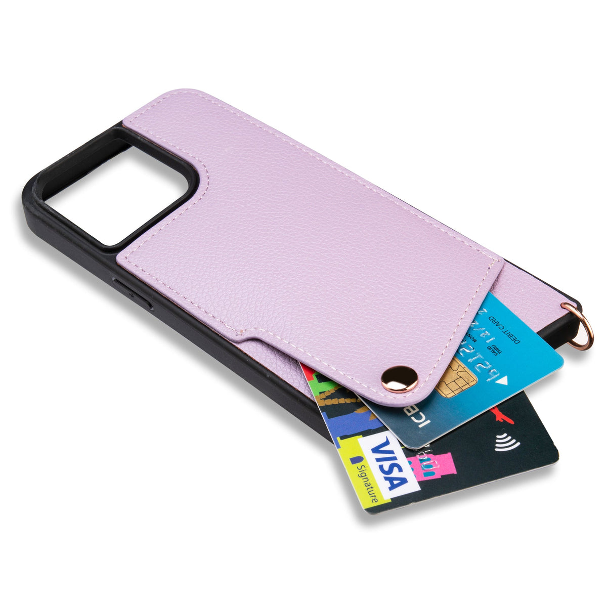 Apple iPhone 15 Pro Hoesje - Paars - Back Cover met Pols Bandje en Telefoonkoord