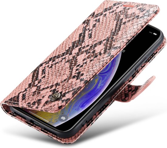 iPhone X / XS Hoesje - Roze - Slangen Bookcase