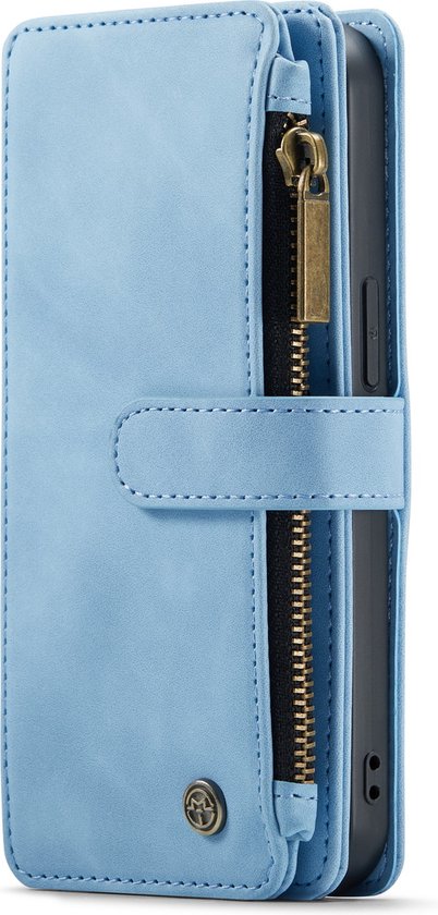 Apple iPhone 13 Case - Sky Blue - Luxury Wallet Case with Zipper