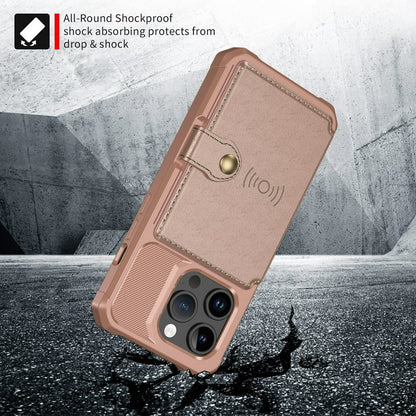 Apple iPhone 15 Pro Hülle - Roségold - Backcover mit Kartenfach