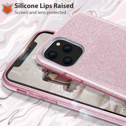 Apple iPhone 12 Hoesje - Roze - Glitter Back Cover