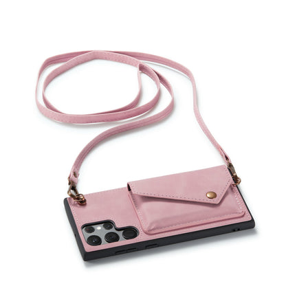 Samsung Galaxy S22 Ultra Hoesje - Pale Pink - Luxe Back Cover met Telefoonkoord