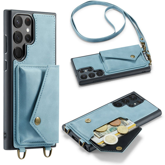 Samsung Galaxy S23 Ultra Case - Aqua Blue - Luxury Back Cover with Phone Strap