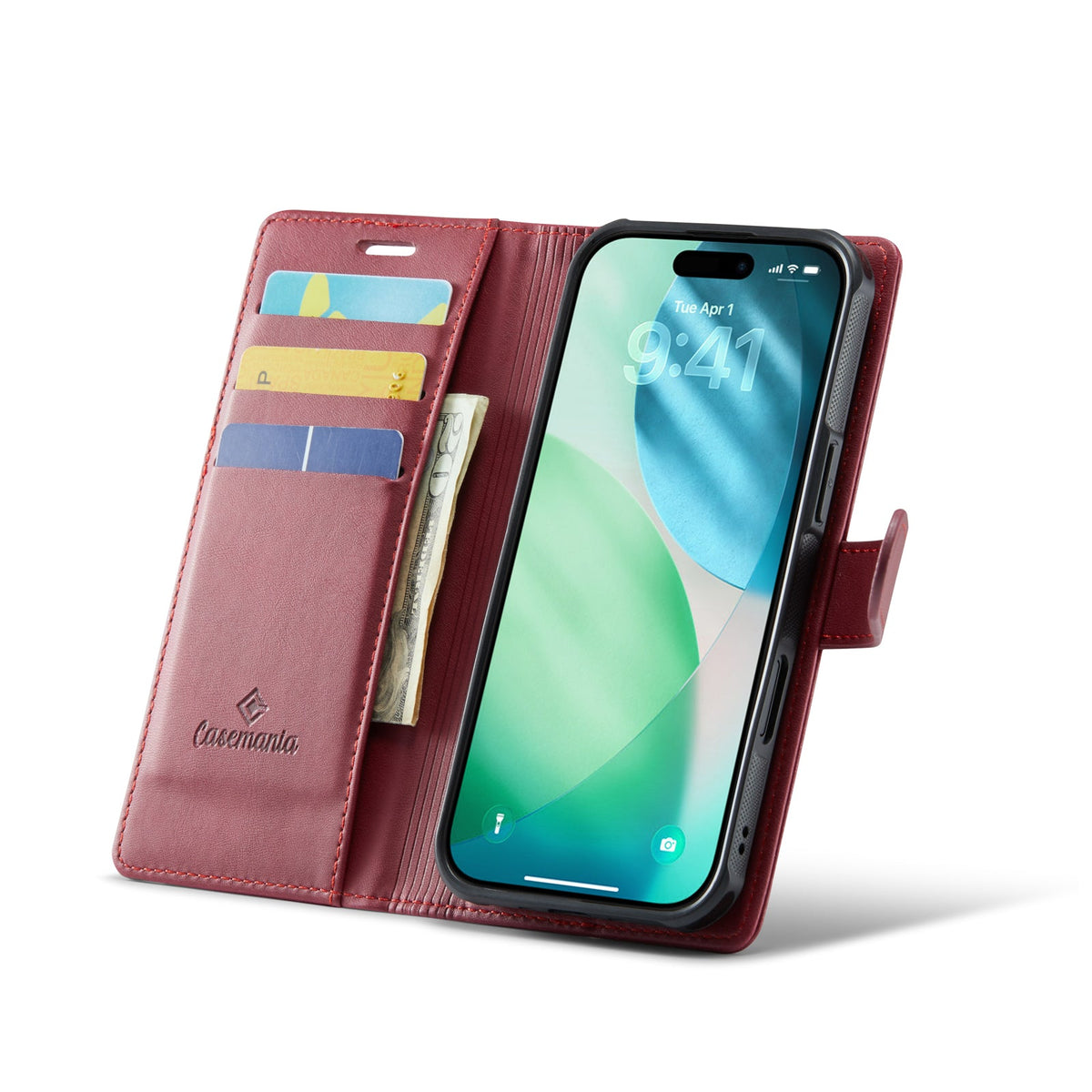 Apple iPhone Air Hoesje - Burgundy Red - Luxe 2 in 1 MagSafe Bookcase