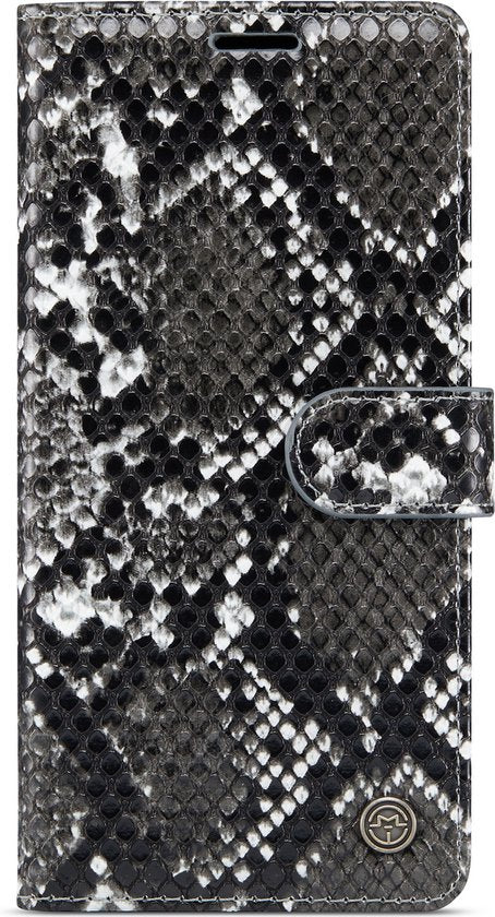 Samsung Galaxy S21 FE Hoesje - Zwart - Luxe Slangen Bookcase