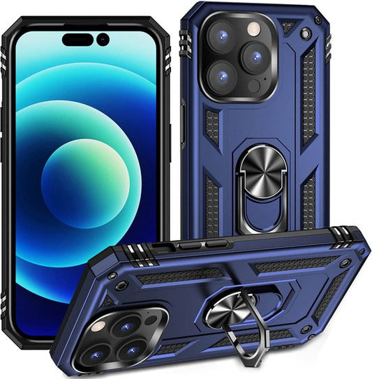 Apple iPhone 14 Pro Max Hülle - Blau - Armor-Ständer-Backcover