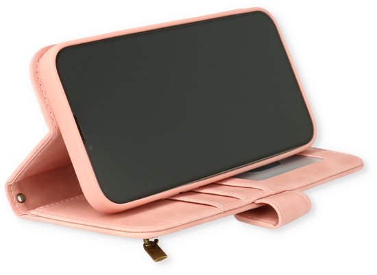 Apple iPhone 14 Plus Hoesje - Pale Pink - Luxe Bookcase met Rits