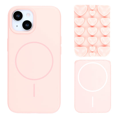 Apple iPhone 13 Hoesje - Licht Roze - Siliconen Back Cover met Afneembare Hartjes Zuignappen