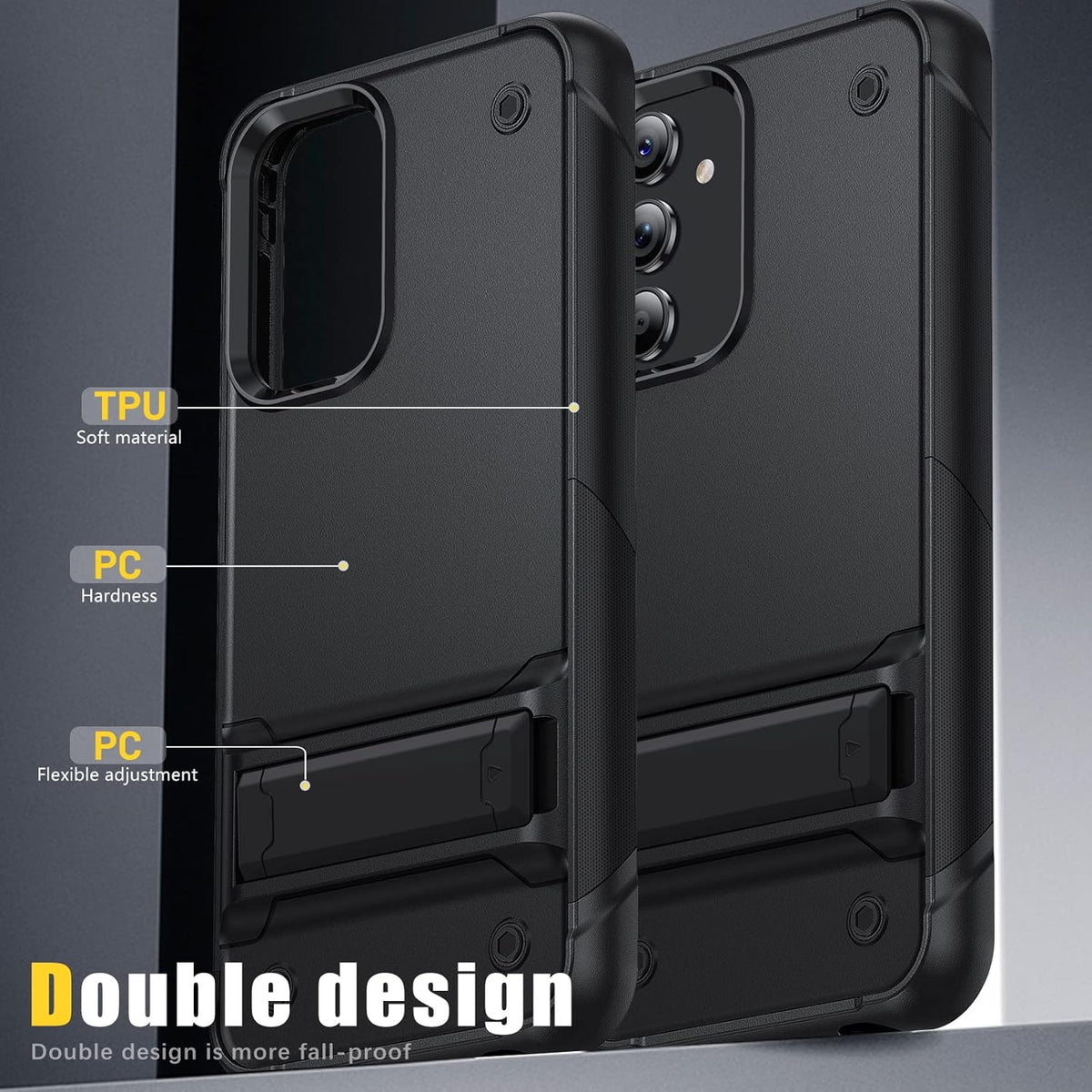 Samsung Galaxy S25 Plus Hoesje - Zwart - Heavy Duty Armor Kickstand Back Cover