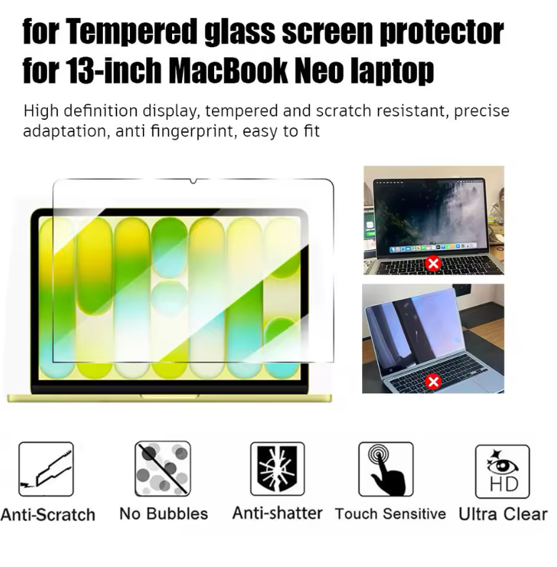 Apple MacBook Neo (13-inch, A18 Pro) Laptop Screenprotector - Tempered Glass - 1 Stuk