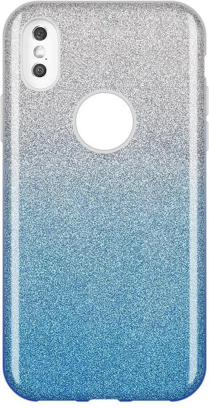 Apple iPhone X/10 Hoesje - Blauw & Zilver - Glitter Back Cover