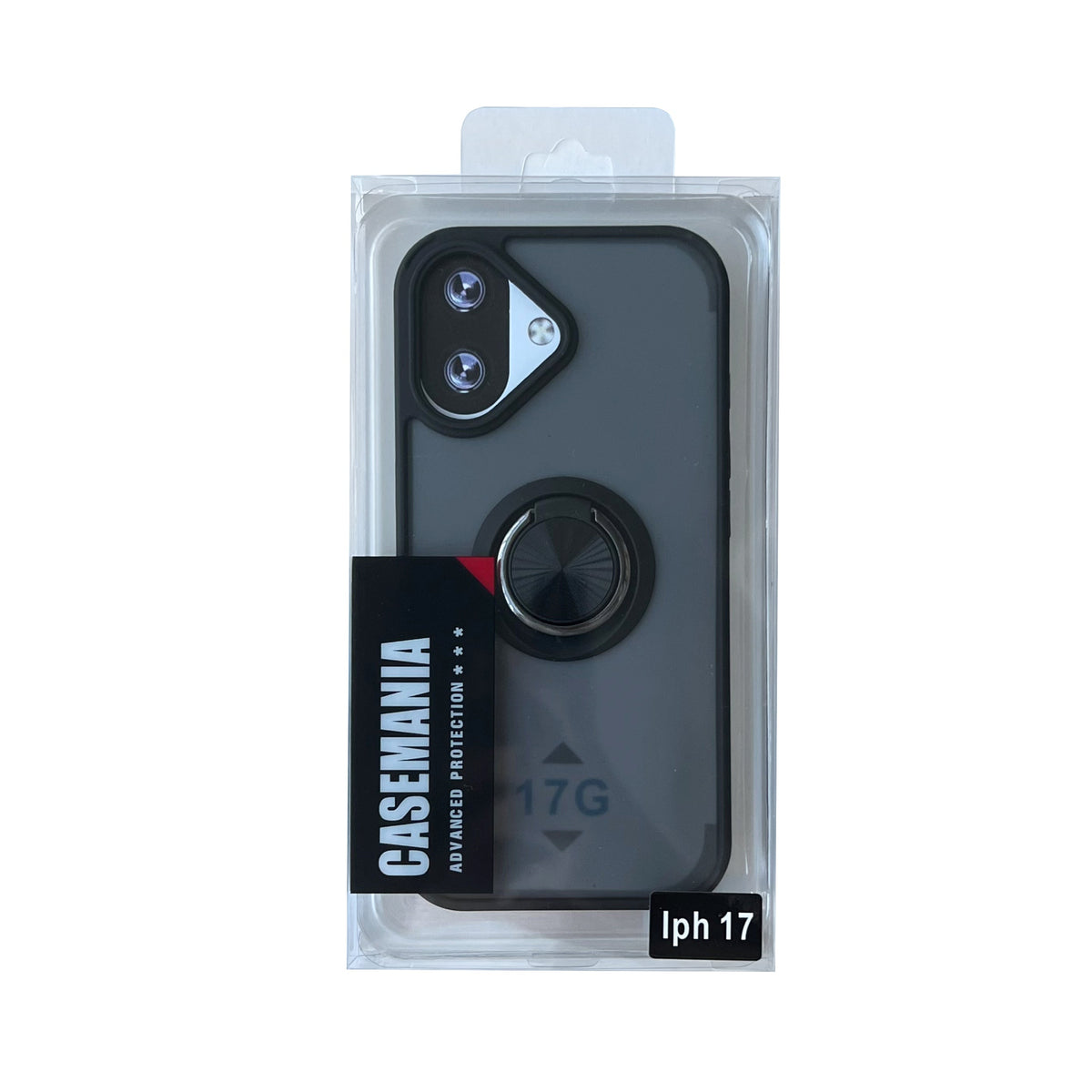Apple iPhone 17 Hoesje - Zwart - Ring Kickstand MagSafe Back Cover