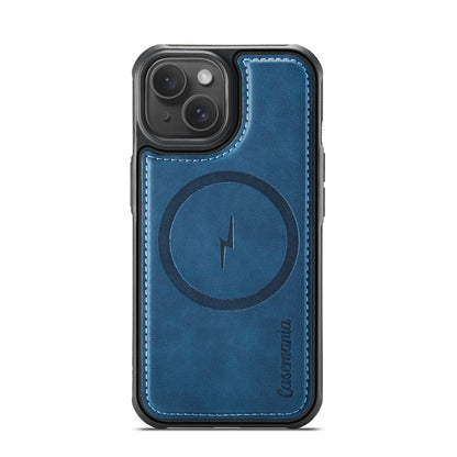Apple iPhone 15 Hoesje - Navy Blue - Kunstleer MagSafe Back Cover