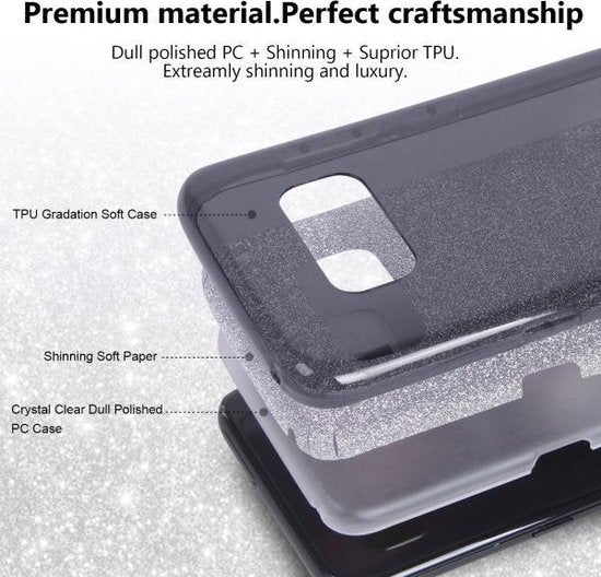 Samsung Galaxy S8 Hoesje - Zwart - Glitter Back Cover