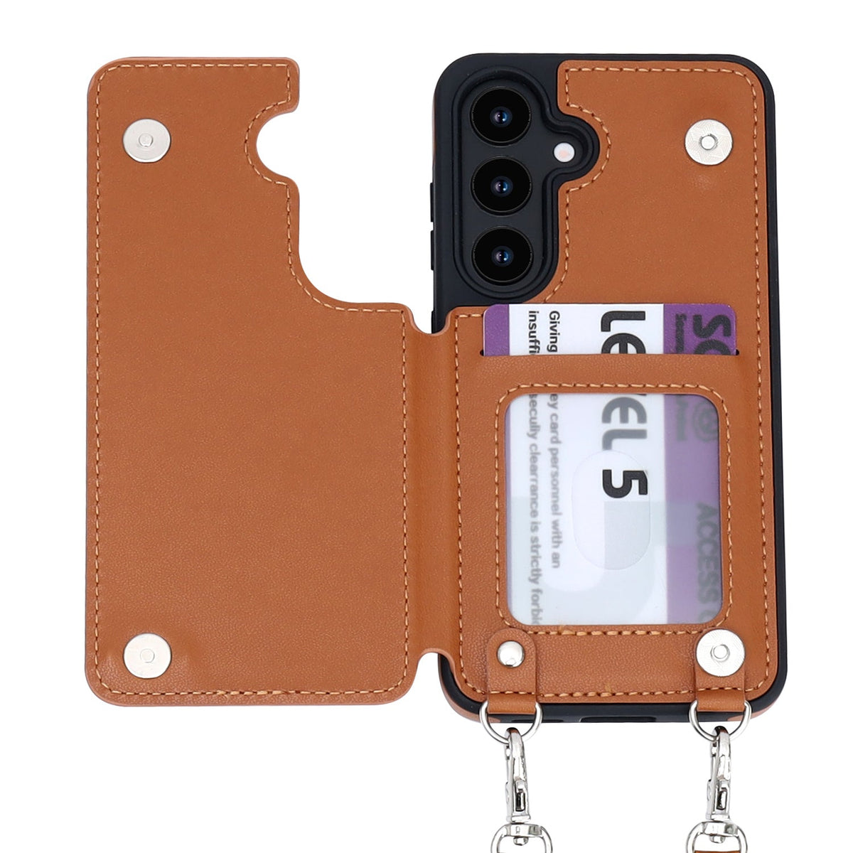 Samsung Galaxy S25 Plus Hoesje - Bruin - Luxe Back Cover met Telefoonkoord en Rits