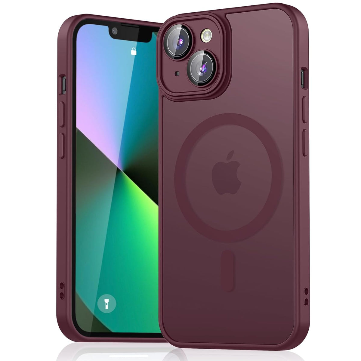 Apple iPhone 14 Case - Bordeaux Red - Matte Armour MagSafe Back Cover with Camera Protection