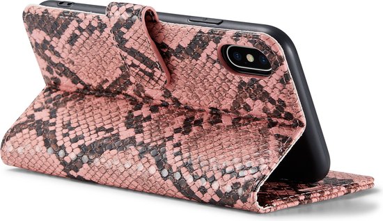 iPhone X / XS Hoesje - Roze - Slangen Bookcase
