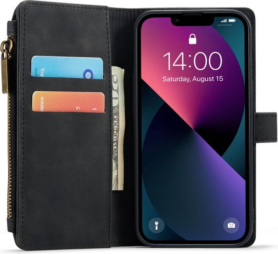 iPhone 13 Mini Hoesje - Charcoal Gray - Luxe Back Cover met Rits