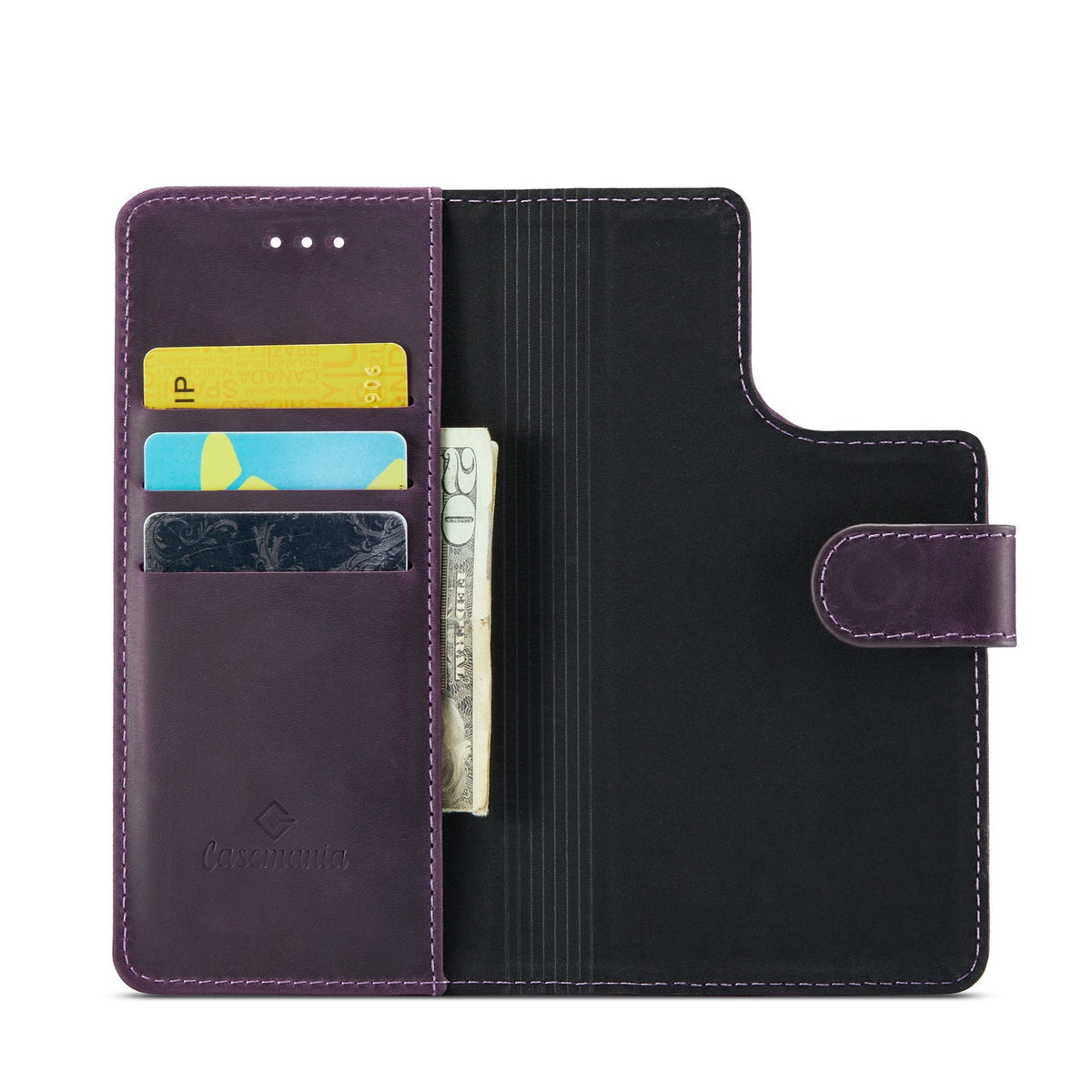 Apple iPhone 15 Pro Max Hoesje - Dark Purple - Echt Leren 2 in 1 MagSafe Bookcase