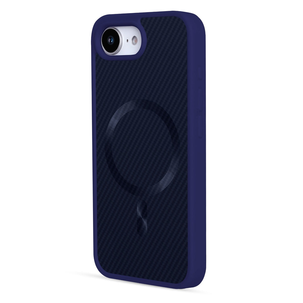 Apple iPhone 16e Hoesje - Donker Blauw - Carbon MagSafe Back Cover