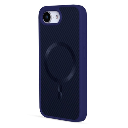 Apple iPhone 16e Hoesje - Donker Blauw - Carbon MagSafe Back Cover