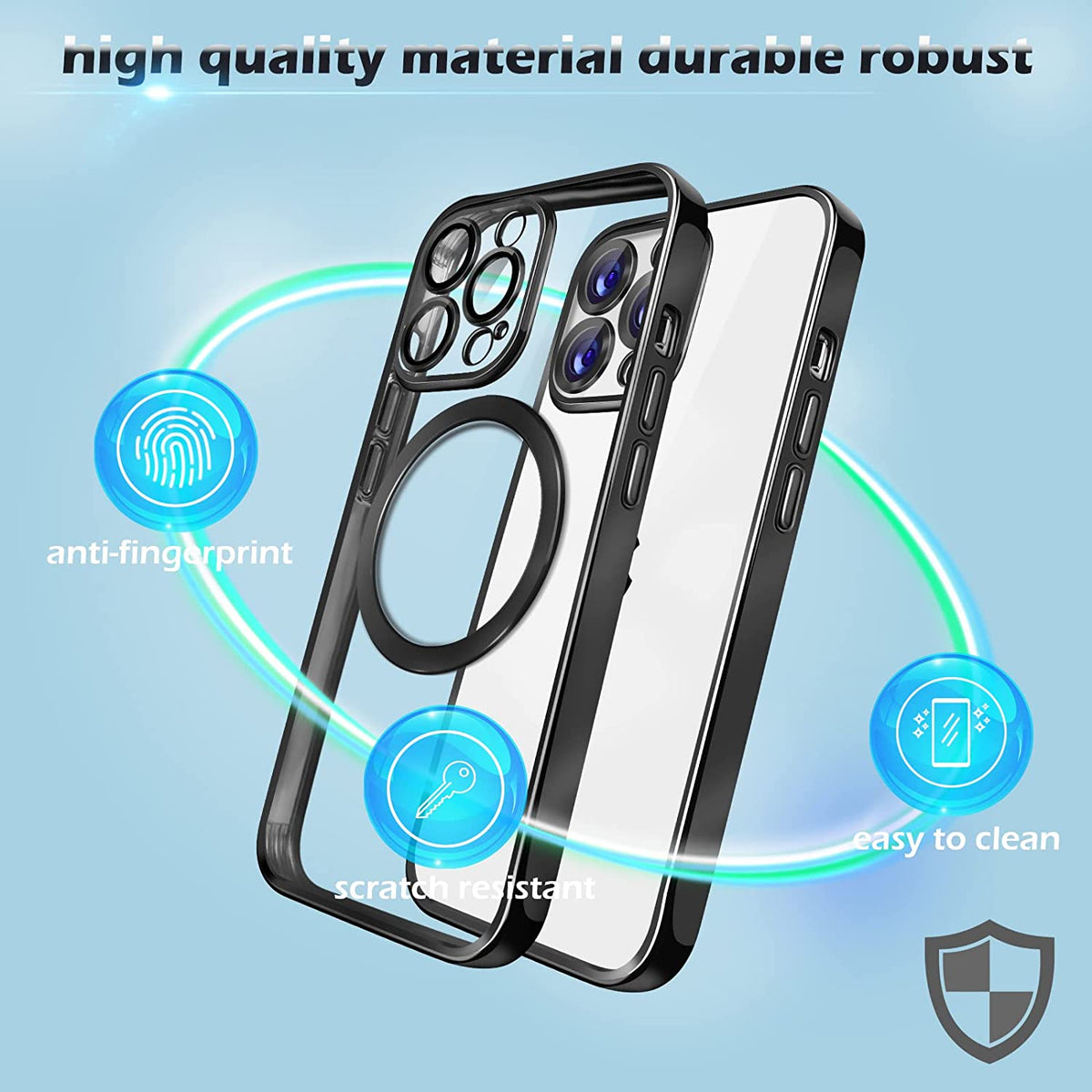 Apple iPhone 15 Pro Max Hoesje - Zwart - Hybrid Siliconen MagSafe Back Cover