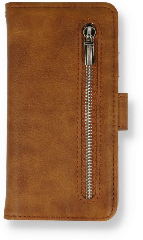 Samsung Galaxy A22 5G Hoesje - Bruin - Luxe Bookcase met Rits