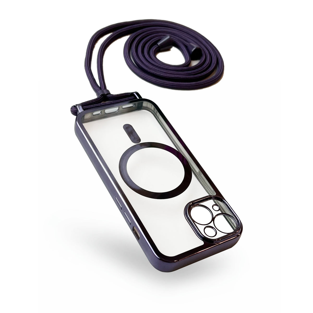 Apple iPhone 12 Pro Hülle - Lila - Silikon-MagSafe-Backcover mit Handykette