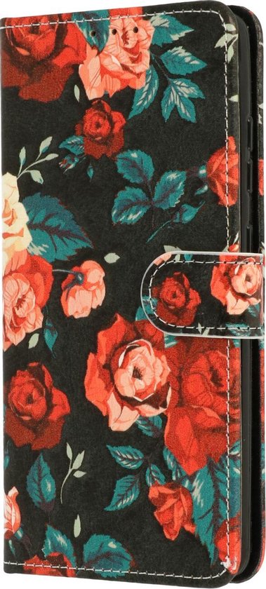 Apple iPhone SE (2020) Hoesje - Vintage Bloemen - Print Bookcase met Telefoonkoord