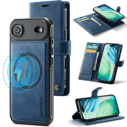 Apple iPhone Air Hülle - Navy Blue - Luxus-2-in-1-MagSafe-Klapphülle mit Kartenfach