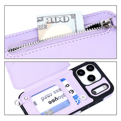 Apple iPhone 18 Pro Hoesje - Paars - Luxe Back Cover met Telefoonkoord en Rits