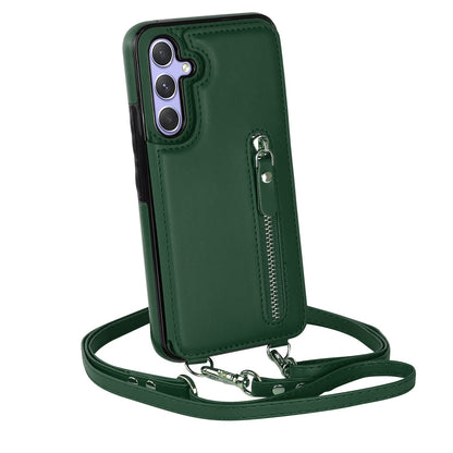 Samsung Galaxy S23 FE Hoesje - Groen - Luxe Back Cover met Telefoonkoord en Rits