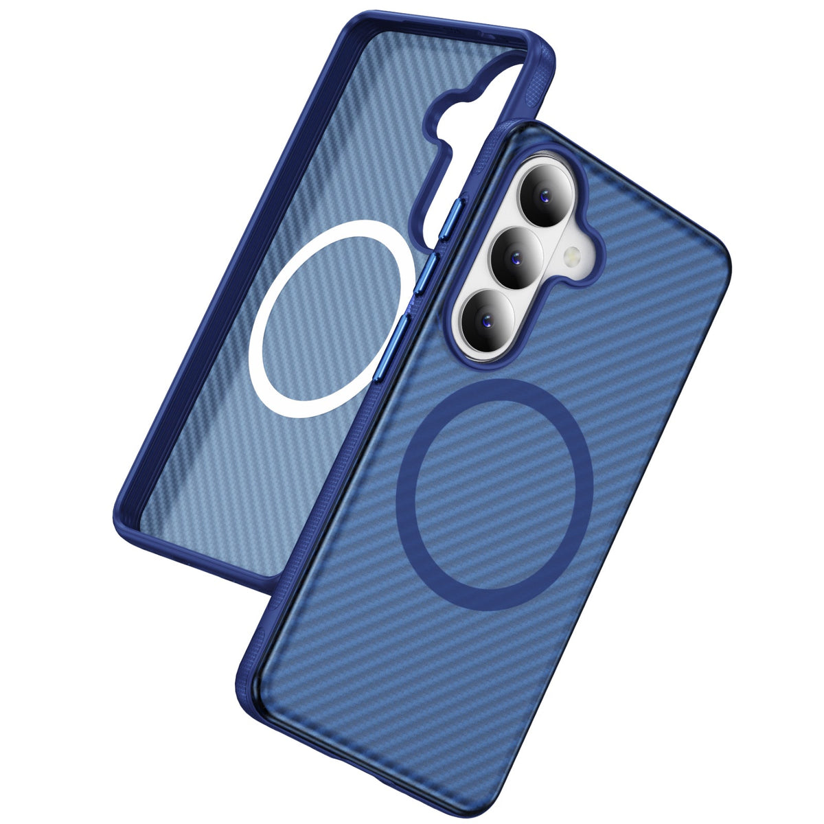 Samsung Galaxy A57 Hoesje - Donker Blauw - Carbon MagSafe Back Cover