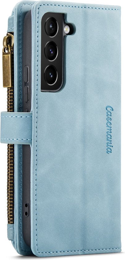 Samsung Galaxy S23 Hoesje - Aqua Blue - Luxe Bookcase met Rits