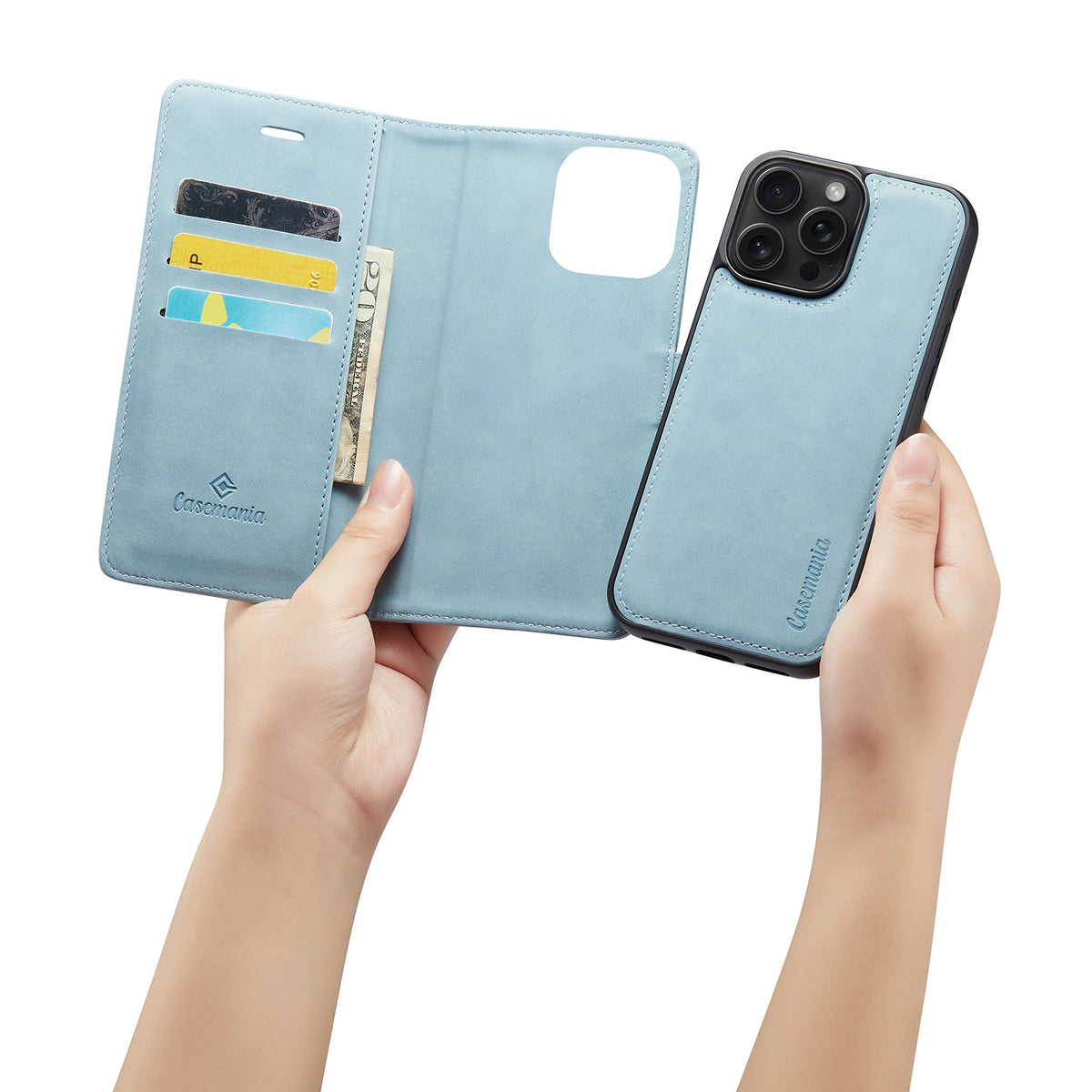 Apple iPhone 16 Pro Max Case - Aqua Blue - 2-in-1 Wallet Case