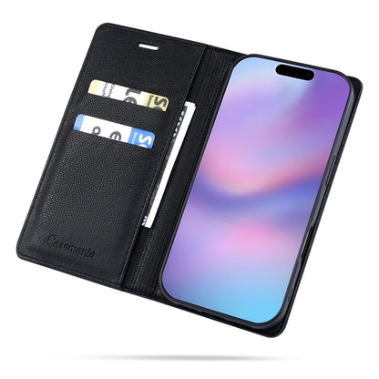 Apple iPhone 17 Pro Hoesje - Onyx Black - Dunne Leather-look Back Cover