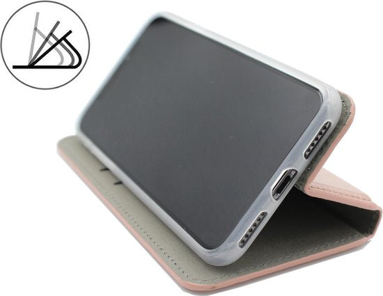 Samsung Galaxy J6+ (2018) Hoesje - Rosegoud - Luxe Kunstlederen Portemonnee Bookcase