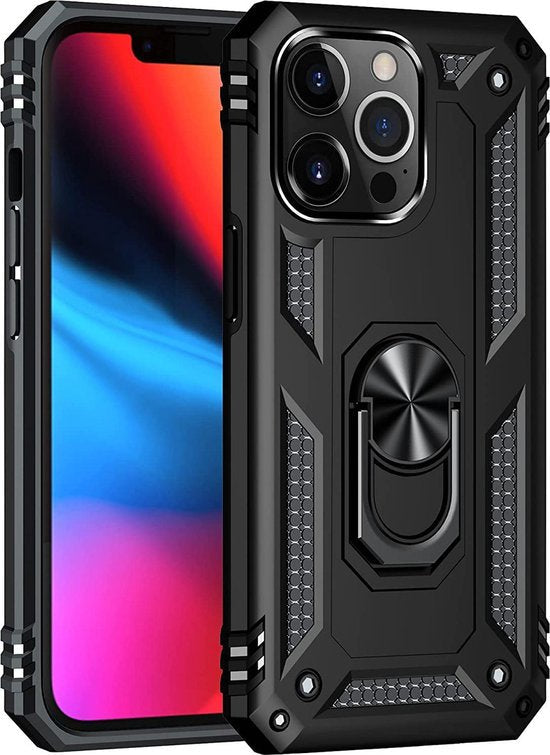 Apple iPhone 13 Pro Max Hoesje - Zwart - Armor Kickstand Back Cover