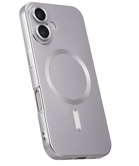 Apple iPhone 16 Plus Case - Silver - Matte Silicone MagSafe Back Cover