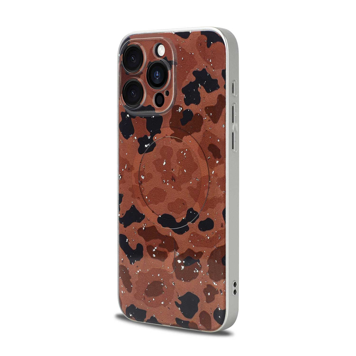 Apple iPhone 14 Pro Max Hoesje - Brown - Glitter MagSafe Back Cover