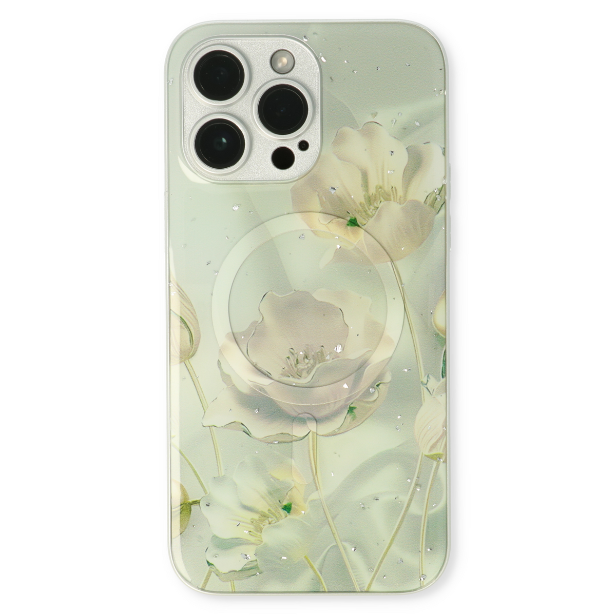 Apple iPhone 14 Pro Max Hoesje - Groen - Siliconen Marmer MagSafe Back Cover