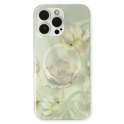 Apple iPhone 14 Pro Hoesje - Groen - Siliconen Marmer MagSafe Back Cover