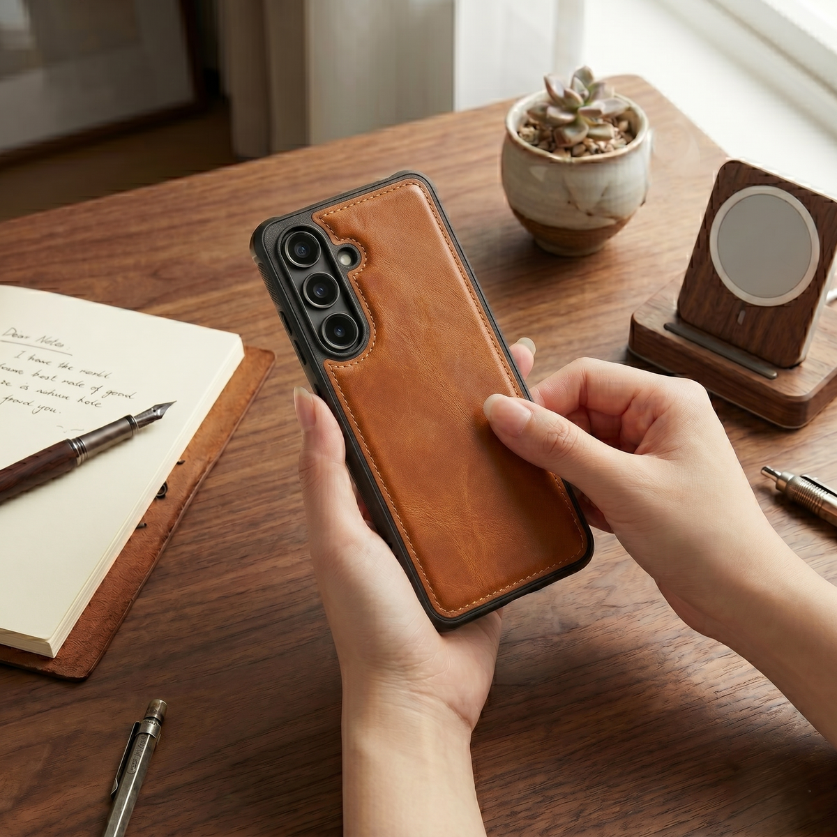 Samsung Galaxy A55 Hoesje - Sienna Brown - Kunstlederen Back Cover