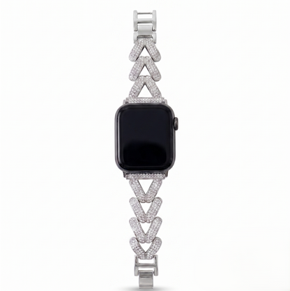 Apple Watch Bandje 38/40/41/42 mm - Metaal Schakelbandje met Kristallen - Zilver
