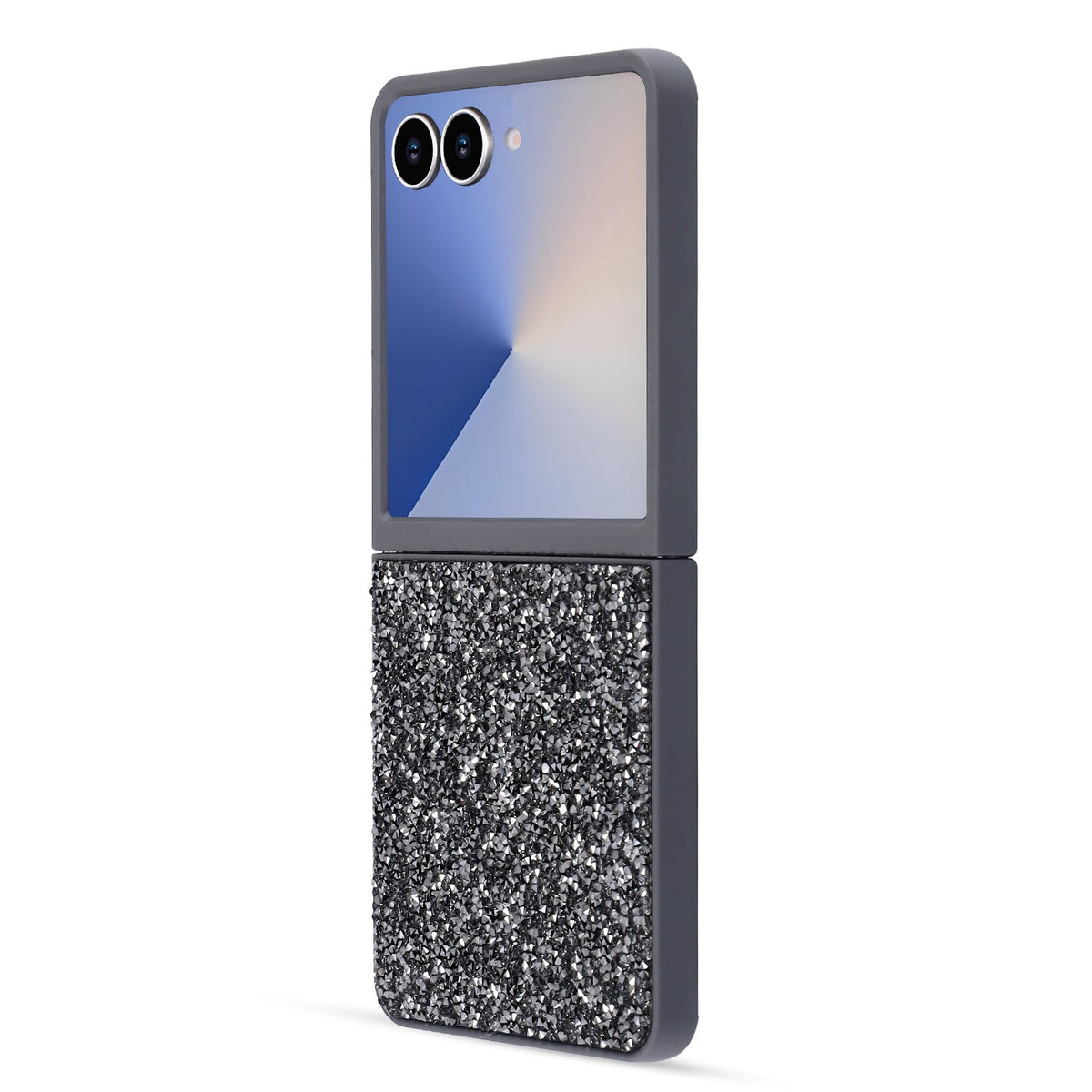 Samsung Galaxy Z Flip 7 Hoesje - Grijs - Diamant Glitter Back Cover
