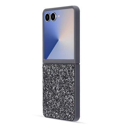 Samsung Galaxy Z Flip 7 Hoesje - Grijs - Diamant Glitter Back Cover