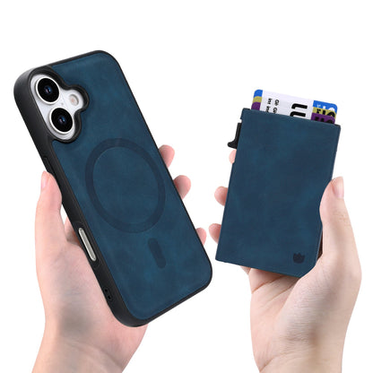 Apple iPhone 17 Case - Navy Blue - MagSafe Back Cover with Pull-Out Card Holder