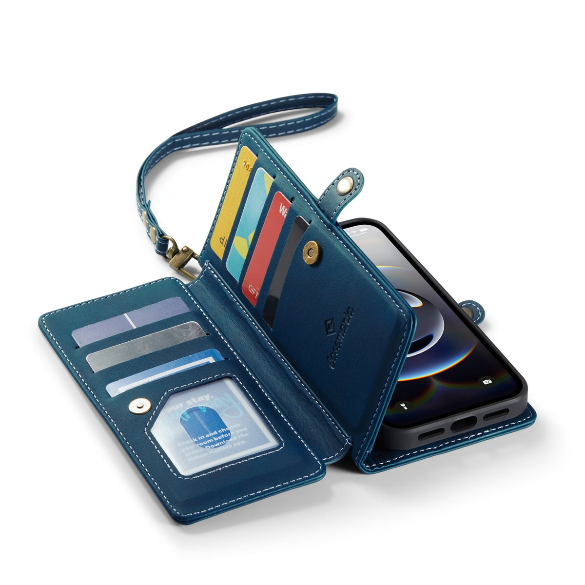 Apple iPhone 18 Pro Max Hoesje - Navy Blue - Luxe 2 in 1 Bookcase met 10 Kaart Vakken en Polskoord