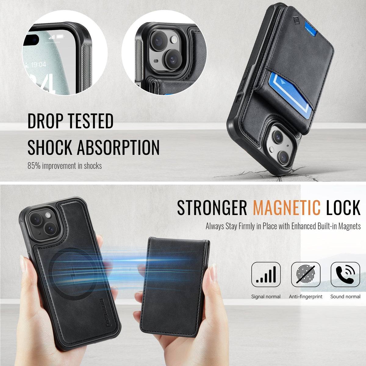 Apple iPhone 14 Hoesje - Charcoal Gray - MagSafe Back Cover met Pasjeshouder